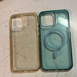 Transparent Glitter and Blue Phone Cases iPhone 12 Pro Max